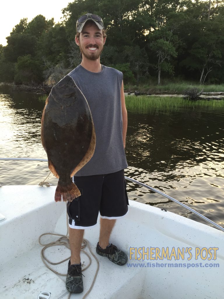 Tanner Benton, of Wilmington, with a citation 5 lb., 8 oz. flounder that struck a live finger mullet in the Cape Fear River near Carolina Beach. Weighed in at Island Tackle and Hardware.