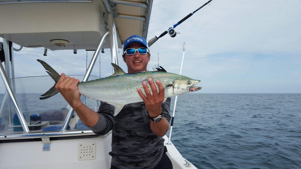 David Nelson with a 7.36 lb. spanish mackerel that struck a live bait around 7 miles off Cape Lookout while he was fishing with Daniel Corley on the "DANACAL."