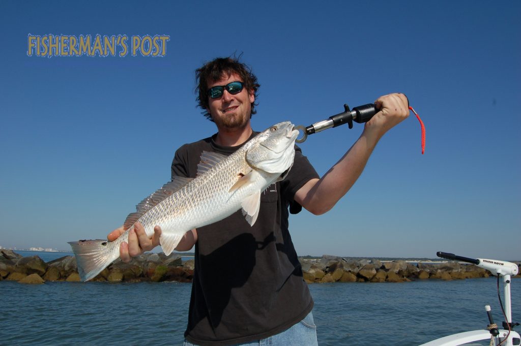 Max Gaspeny, back in 2008 before he had given Fisherman's Post the best years of his life, with a red drum caught at the Little River jetties. This 2008 version of Max has more hair, less belly, but the same amount of attitude.